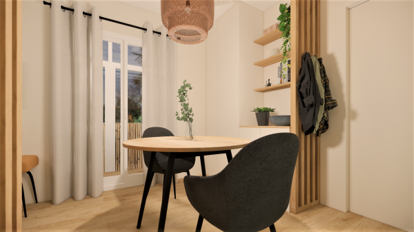 Entrée / coin repas vue 3D Guidel